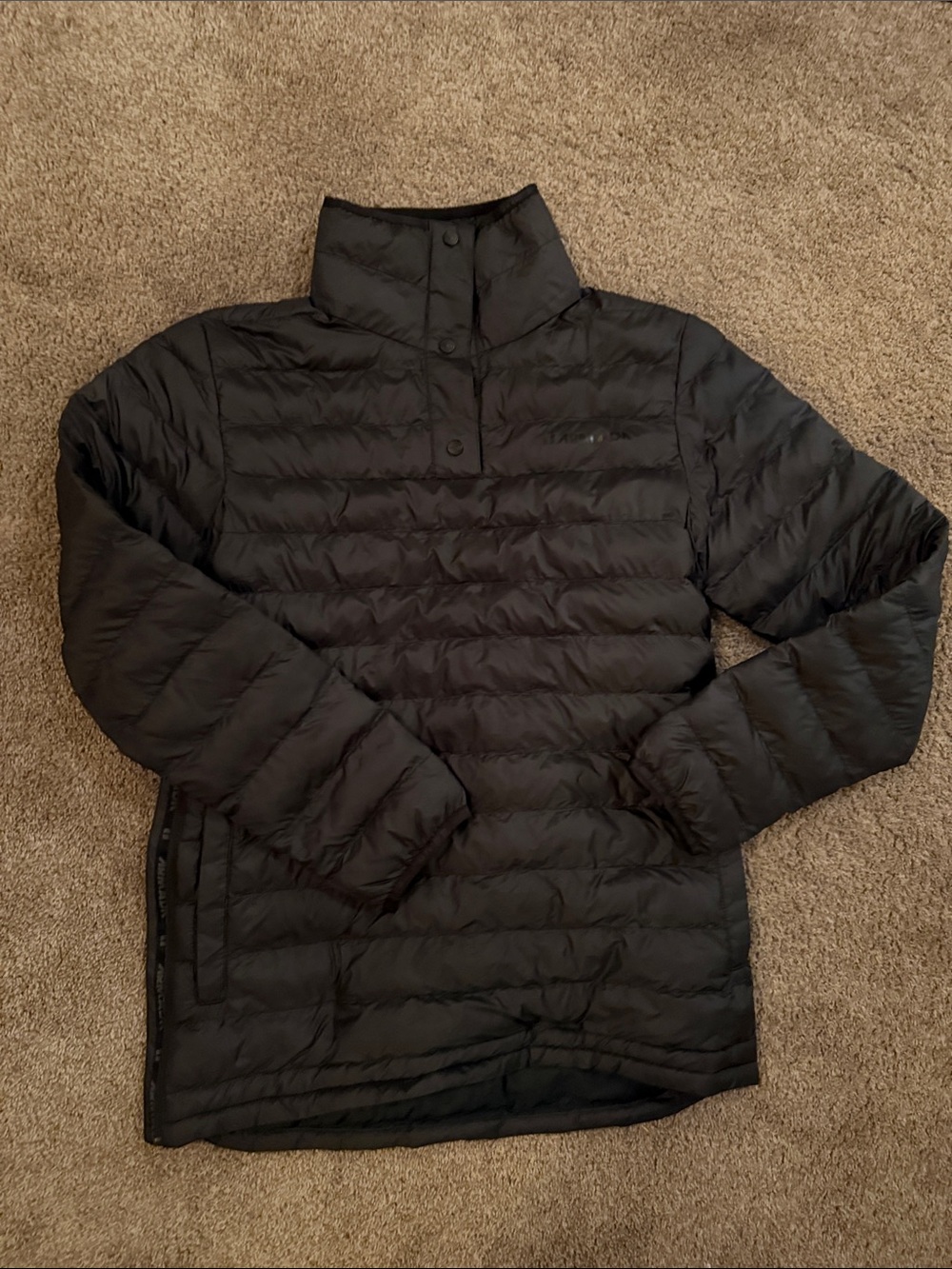 Black Quilted Pullover Puffer Jacket